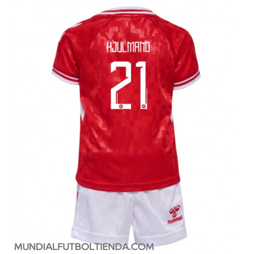 Camiseta Dinamarca Morten Hjulmand #21 Primera Equipación Replica Eurocopa 2024 para niños mangas cortas (+ Pantalones cortos)